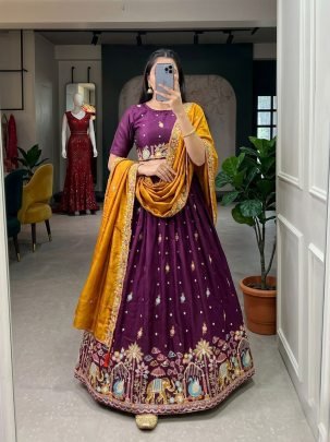 Celebratory Look Violate Colour Lehenga