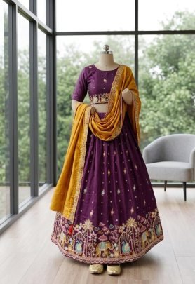 Celebratory Look Violate Colour Lehenga