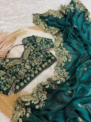 Celestial Green Sequin Top Tranding Saree