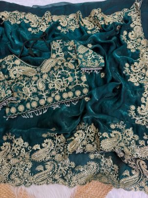 Celestial Green Sequin Top Tranding Saree