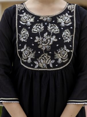 Chinon Fabric Black Colour Suit