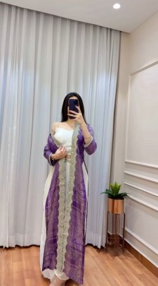 Chinon Fabric Crop Top With Fusion Drape Skirt