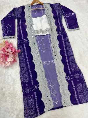 Chinon Fabric Crop Top With Fusion Drape Skirt