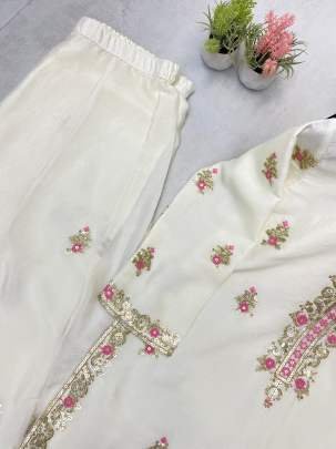 Chinon Sequin Embroidery Work Sharara With Printed Organza Dupatta