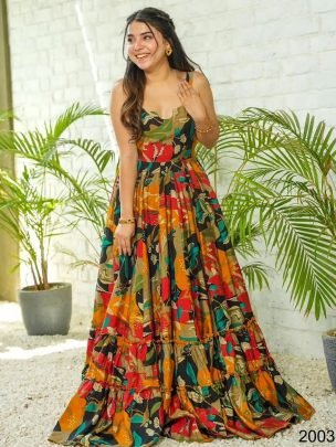 Classy Retro Multi Colour  One Piece Dress