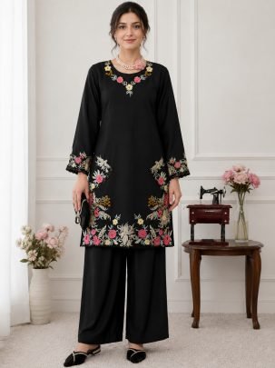 Classy Tones Black Colour Suit With Palazzo