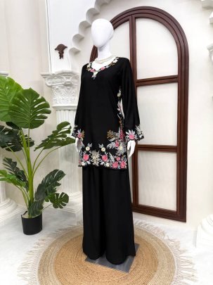 Classy Tones Black Colour Suit With Palazzo