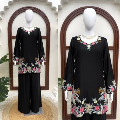 Classy Tones Black Colour Suit With Palazzo