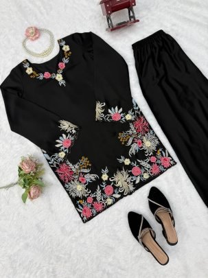 Classy Tones Black Colour Suit With Palazzo