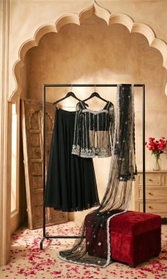 Cocktail Party Wear Black Colour Lehenga