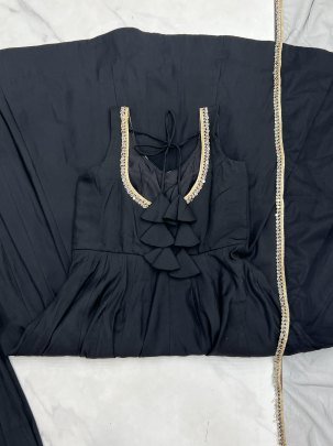 Cocktail Wear Black Colour  Anarkali Suit