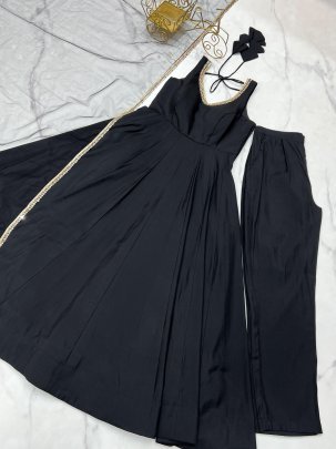 Cocktail Wear Black Colour  Anarkali Suit