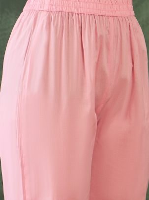 Cotton Blend Pink Colour Ready  Made Suit