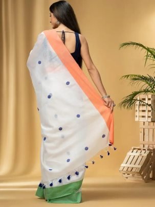 Cotton Fabric Tiranga  Colour  Saree