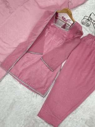 Crunchy Silk Fabric PInk Colour Farshi Salwar Suit