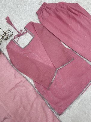 Crunchy Silk Fabric PInk Colour Farshi Salwar Suit
