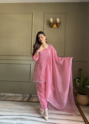 Crunchy Silk Fabric PInk Colour Farshi Salwar Suit