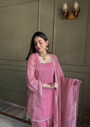 Crunchy Silk Fabric PInk Colour Farshi Salwar Suit