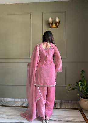 Crunchy Silk Fabric PInk Colour Farshi Salwar Suit