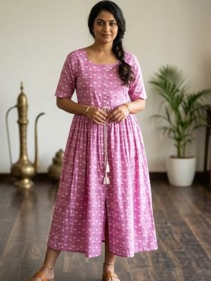 Daily Wear Baby  Pink  Colour  One Pices Dress