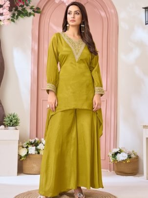 Daily Wear Parrot Chinon Fabric Co-ord Set