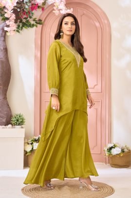 Daily Wear Parrot Chinon Fabric Co-ord Set