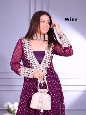 Decent Look Wine Color Indo Western work Dress