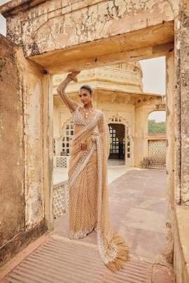 Designer Butterfly Net Saree With Heavy Sequins And Embroidery Thread Work