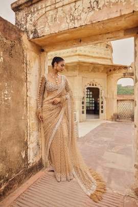 Designer Butterfly Net Saree With Heavy Sequins And Embroidery Thread Work