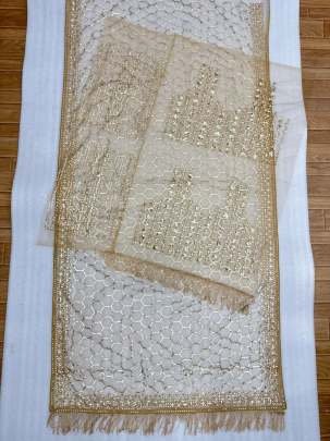 Designer Butterfly Net Saree With Heavy Sequins And Embroidery Thread Work