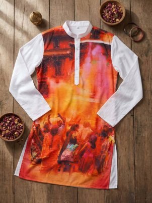 Designer Holi Print Couple Combo