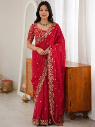 Designer karvachauth  Special Red Colour Saree 