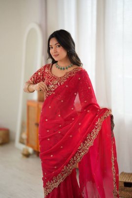 Designer karvachauth  Special Red Colour Saree