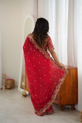 Designer karvachauth  Special Red Colour Saree