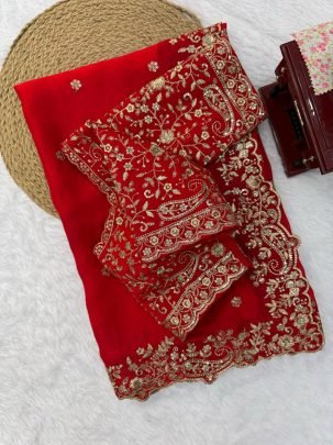 Designer karvachauth  Special Red Colour Saree