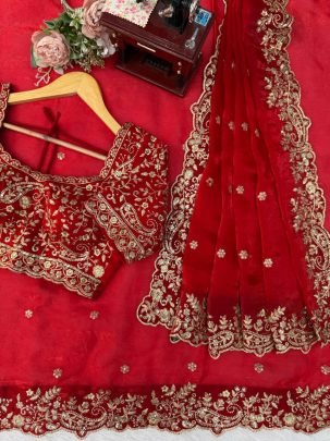 Designer karvachauth  Special Red Colour Saree