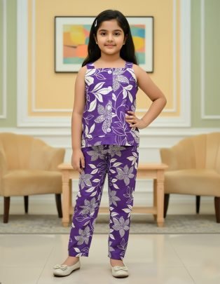 Designer Kids Girls  Purple  Colour  Kids Co Ord Set