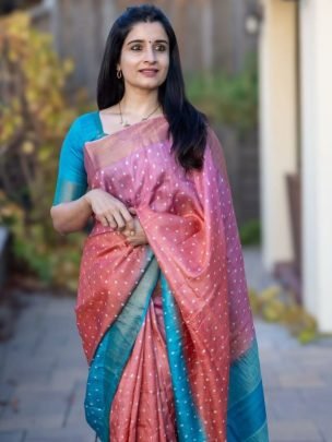Designer Linen Digital Print Saree With Digital Print Blouse