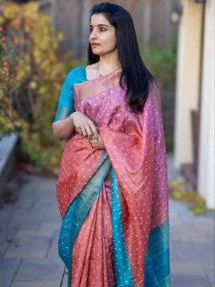 Designer Linen Digital Print Saree With Digital Print Blouse