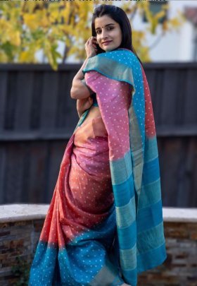 Designer Linen Digital Print Saree With Digital Print Blouse