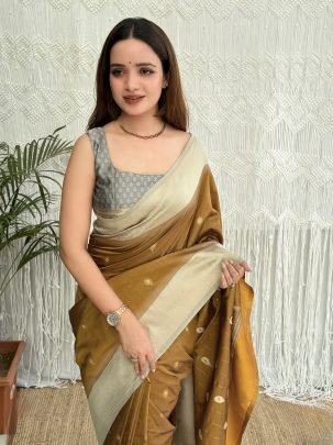 Designer Minakari Thread Work Traditional Wear Saree
