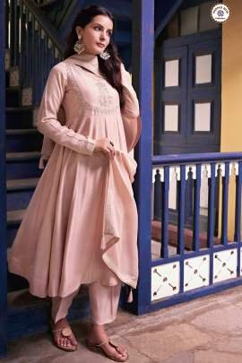 Designer Onion Pink Vichitra Silk Embroidered Work Suit With Bottom And Dupatta