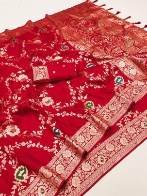 Designer Paithani Silk Tomato Pink Saree With Matching Flower Design Pallu