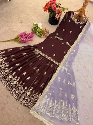 Designer Party Wear Top Palazzo With Heavy Embroidered Work