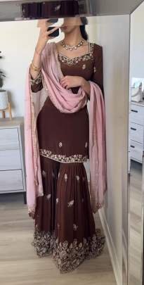 Designer Party Wear Top Palazzo With Heavy Embroidered Work