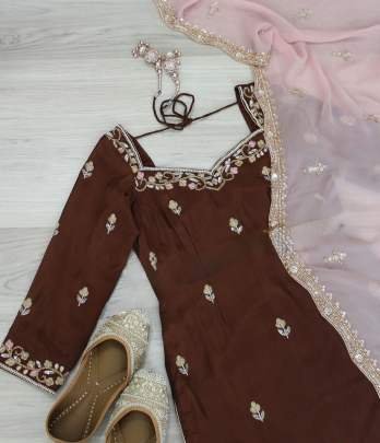 Designer Party Wear Top Palazzo With Heavy Embroidered Work
