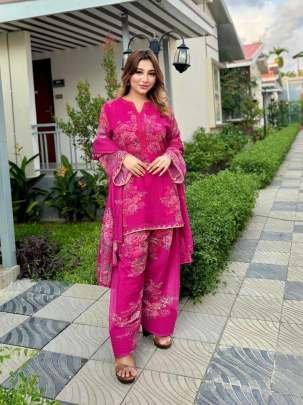 Designer Pure Georgette Digital Printed Top Suit With Pent And Dupatta