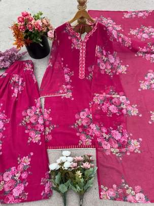 Designer Pure Georgette Digital Printed Top Suit With Pent And Dupatta