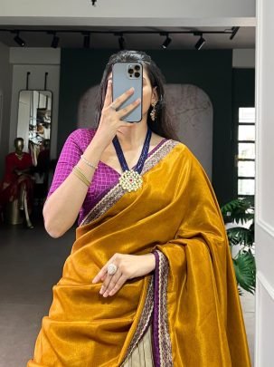 Designer Purple Tasar Silk Tie And Dye Printed Lehenga With Chex Blouse