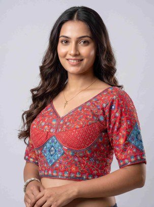 Designer Rani Pink Viscose Readymade Blouse